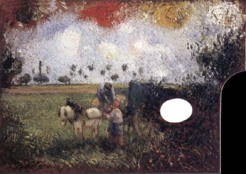 Camille Pissarro The artist-s palette with a landscape oil painting picture